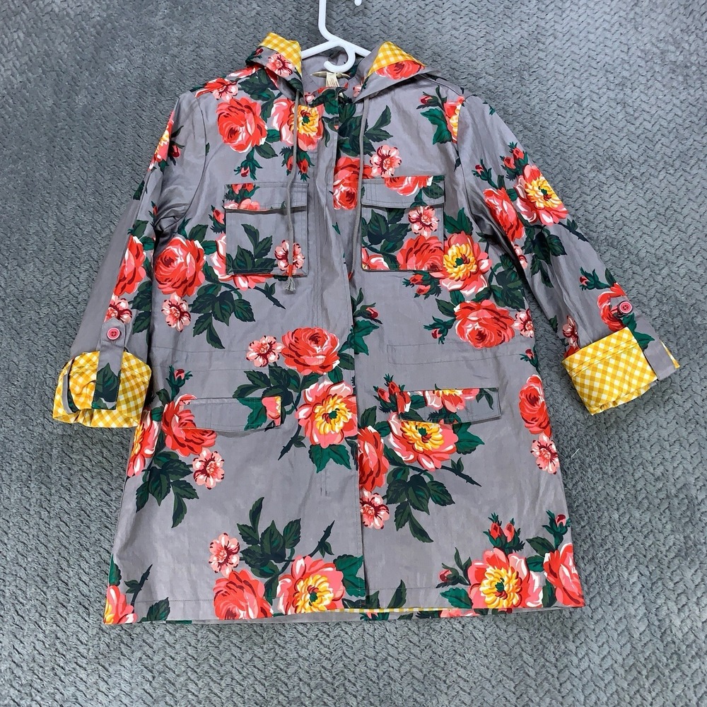 Matilda Jane Daydream Tut Tut Floral Roll Tab Full Zip Hooded Raincoat Womens XS